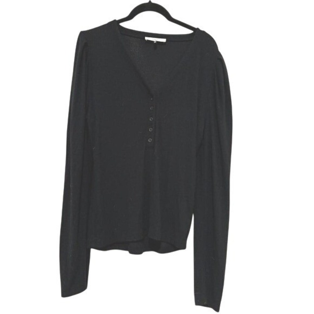 Frame sz L black V neck ribbed long sleeve shirt #1352